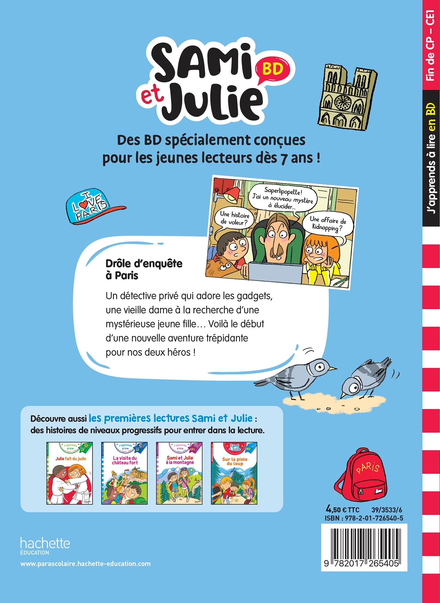 Sami et Julie BD Fin de CP-CE1 - Drôle d'enquête à Paris - Thérèse Bonté - HACHETTE EDUC