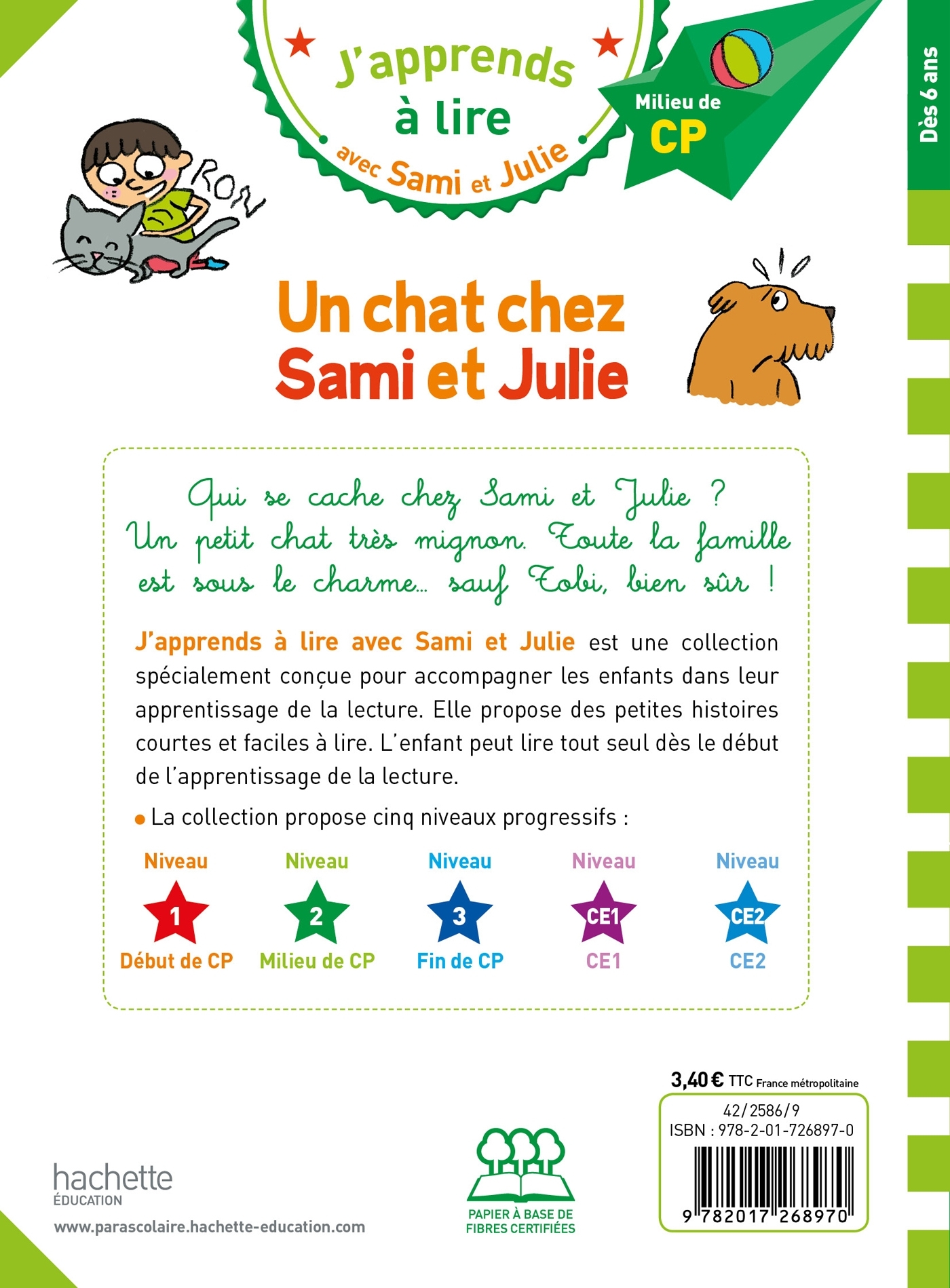 Sami et Julie CP Niveau 2 Un chat chez Sami et Julie - Thérèse Bonté - HACHETTE EDUC