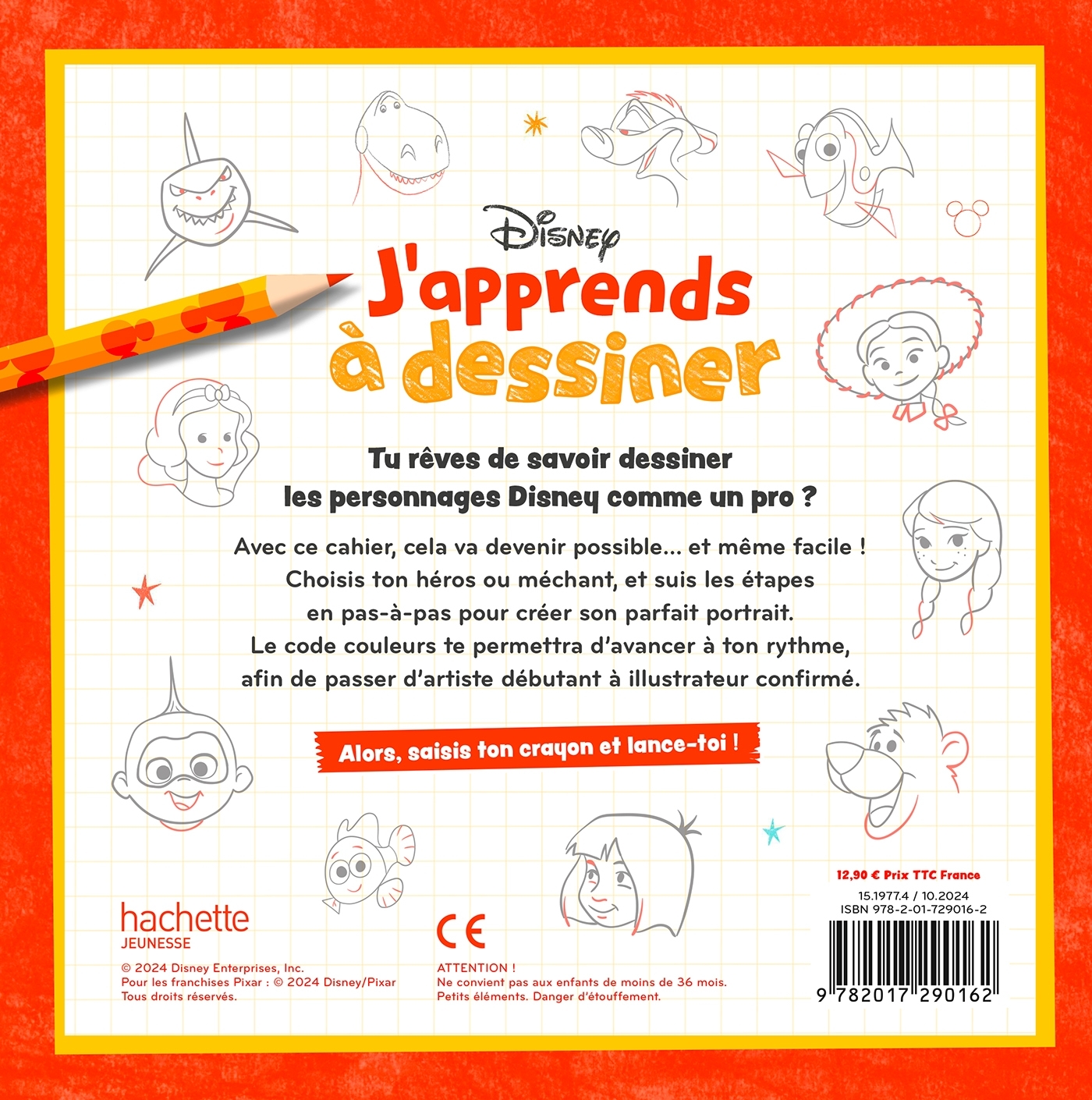 DISNEY - J'apprends à dessiner - 62 personnages en pas à pas (6+) - XXX - DISNEY HACHETTE