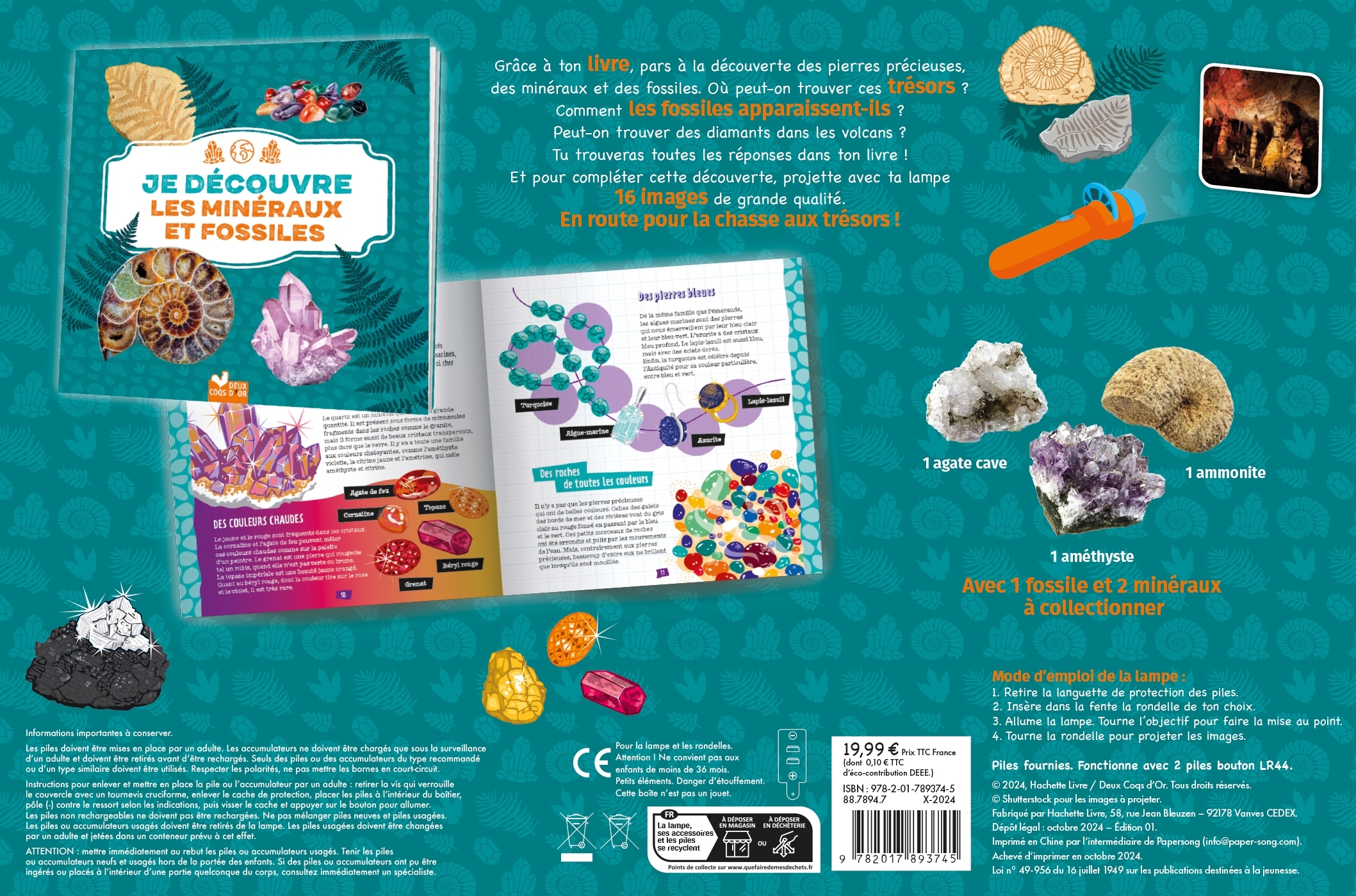 Je découvre les minéraux et fossiles - coffret avec lampe et kit excavation - Eric Mathivet - DEUX COQS D OR