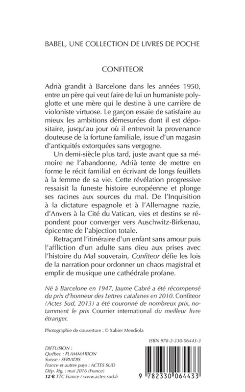 Confiteor - Jaume Cabré - ACTES SUD