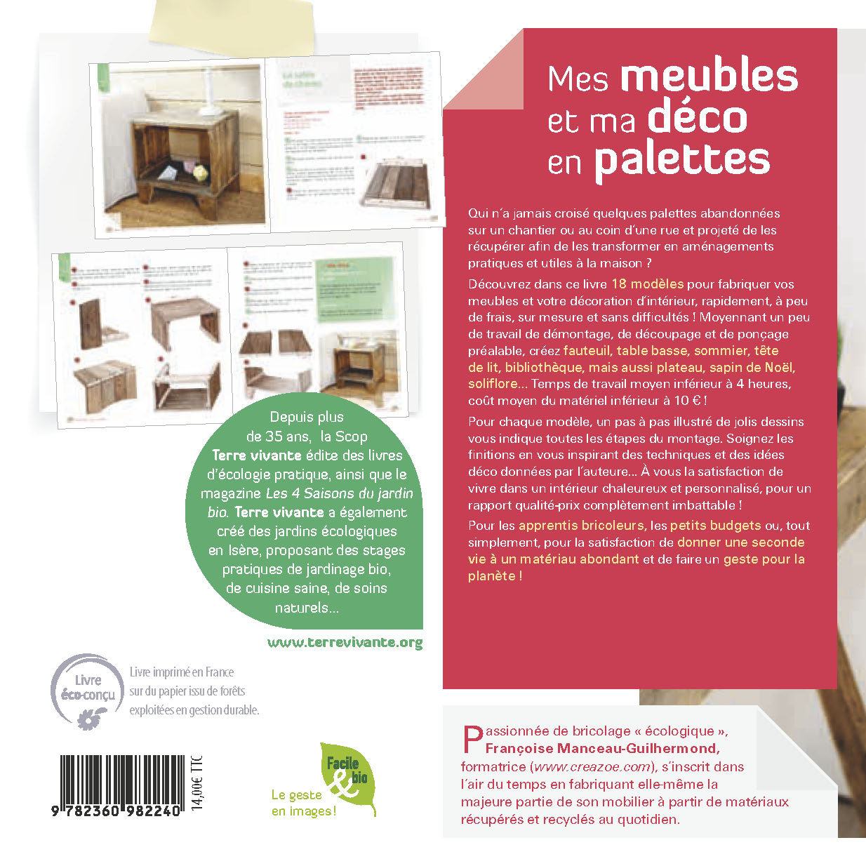 Mes meubles et ma déco en palettes - Françoise Manceau-Guilhermond - TERRE VIVANTE