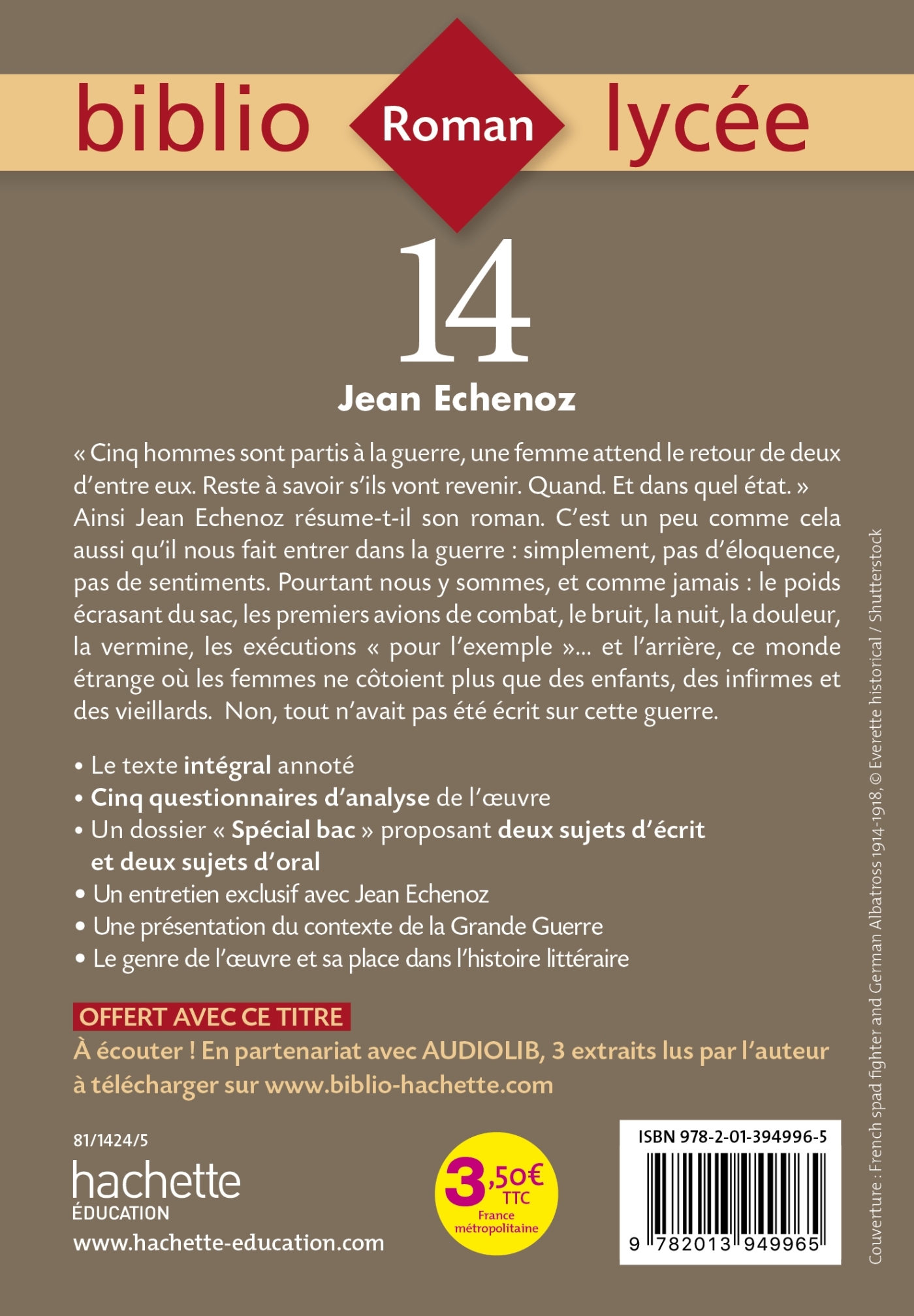 Bibliolycée - 14, Jean Echenoz - Jean Echenoz - HACHETTE EDUC