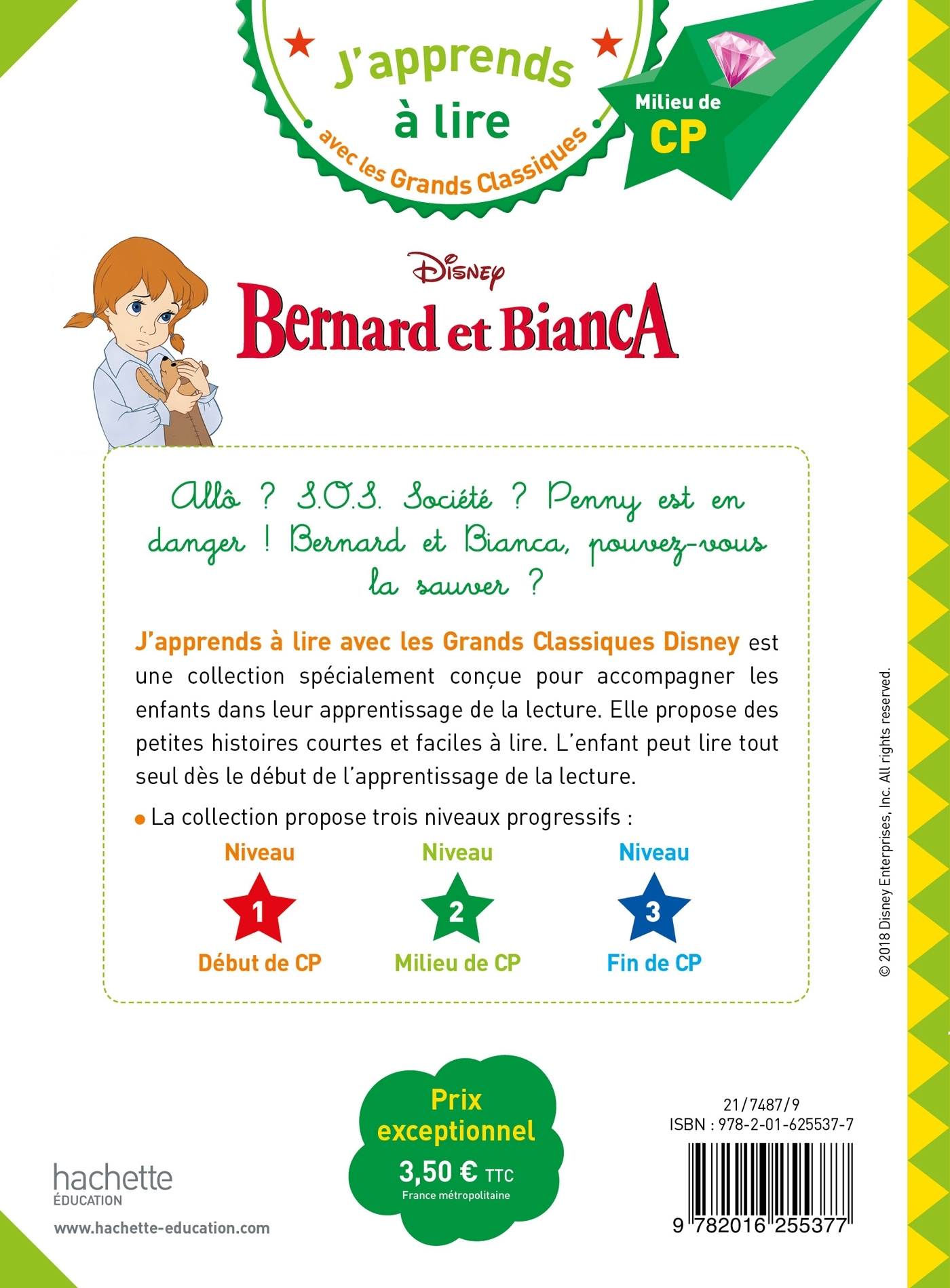 Disney - Bernard et Bianca, CP Niveau 2 - Isabelle Albertin - HACHETTE EDUC