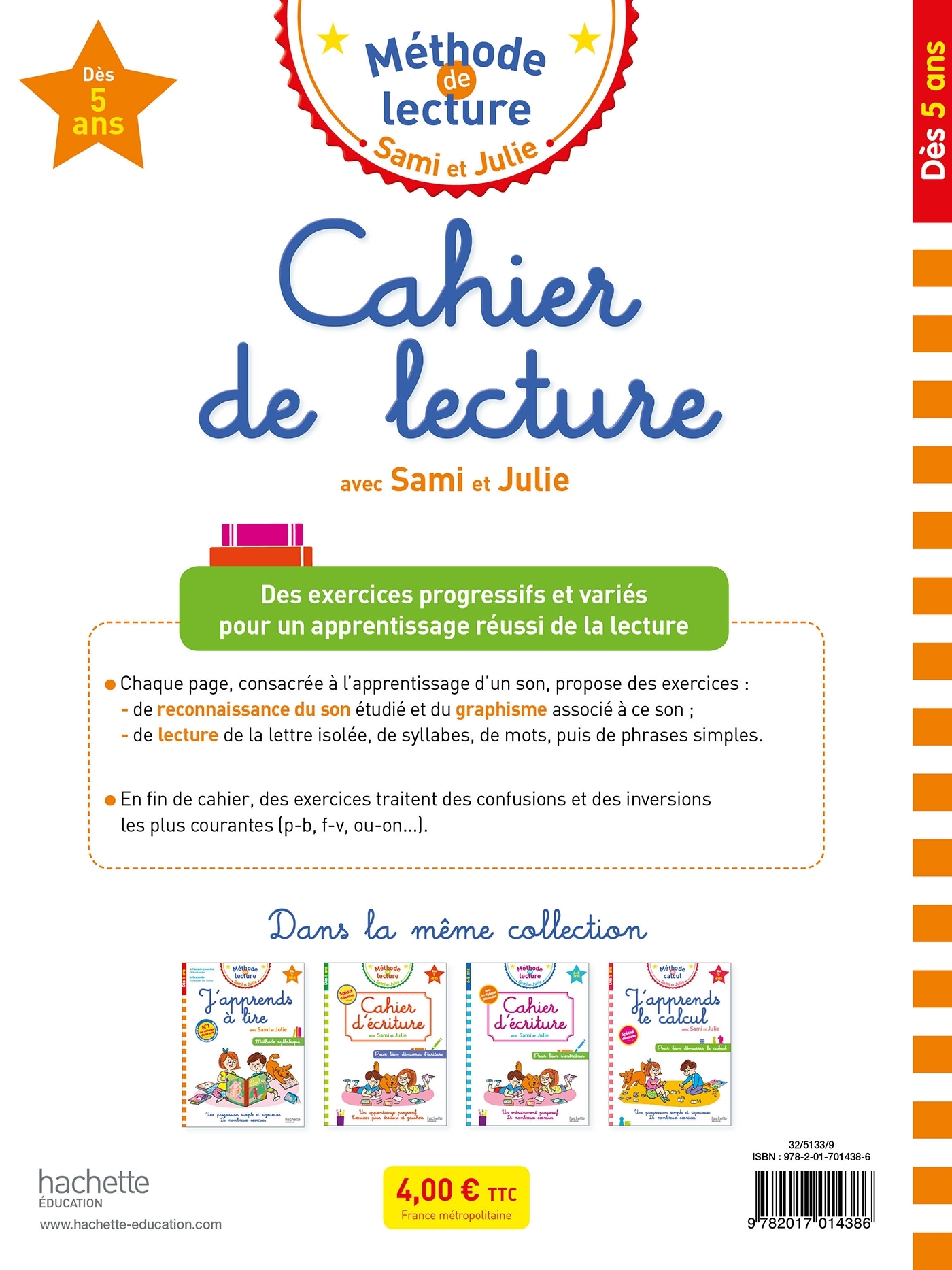 Cahier de lecture Sami et Julie - Adeline Cecconello - HACHETTE EDUC