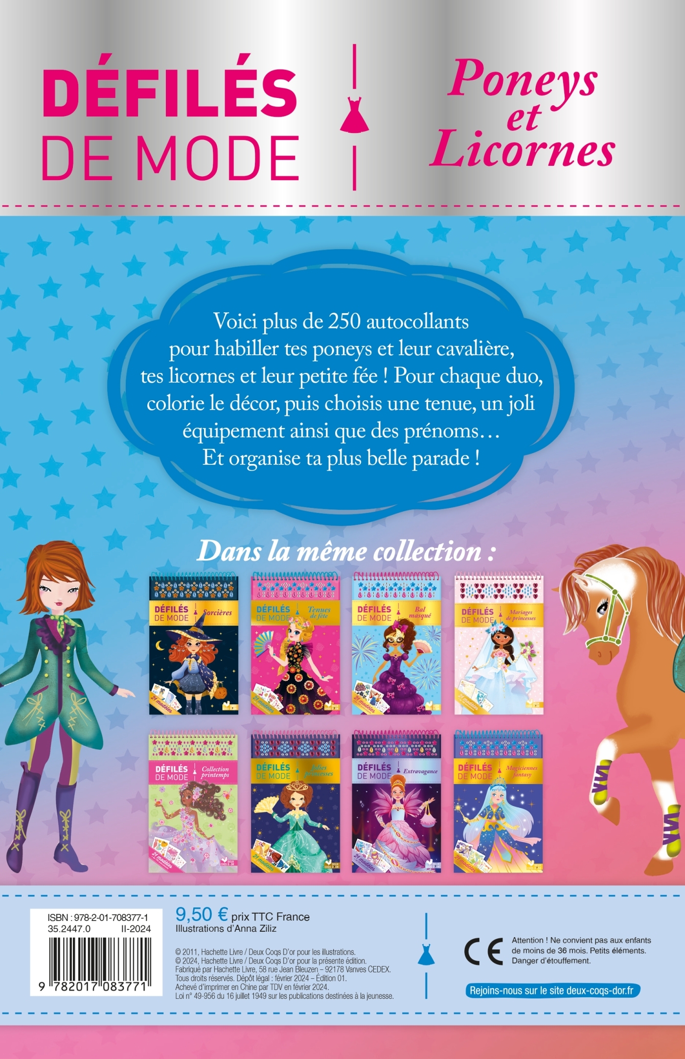 Poneys et licornes - Bloc spirale - Anna Ziliz - DEUX COQS D OR