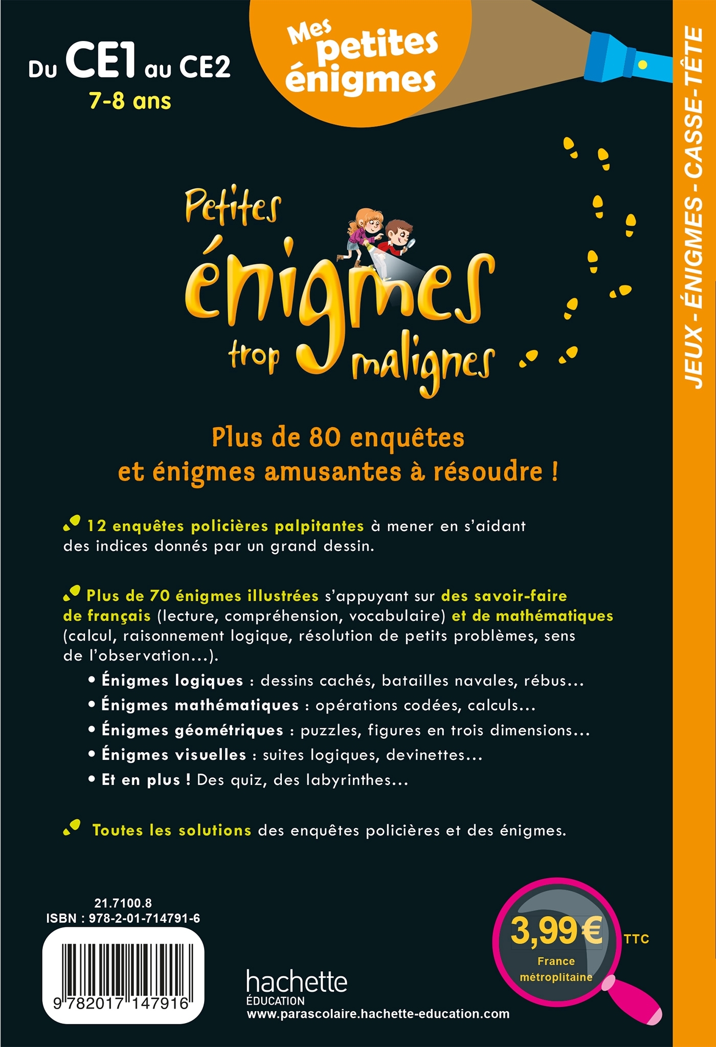 Petites énigmes trop malignes - Du CE1 au CE2 - Cahier de vacances 2021 - Eric Berger - HACHETTE EDUC