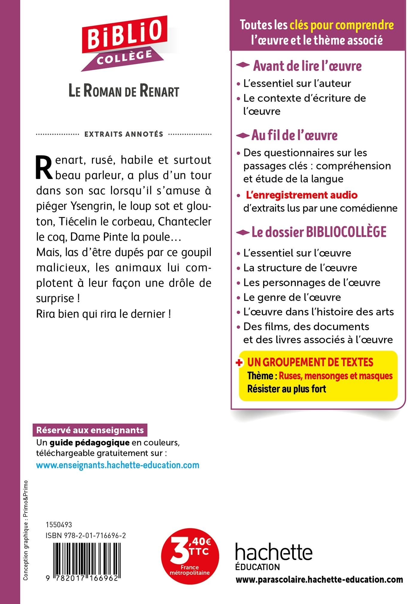 BiblioCollège - Le Roman de Renart, Pierre de Saint Cloud - Céline Walkowiak - HACHETTE EDUC