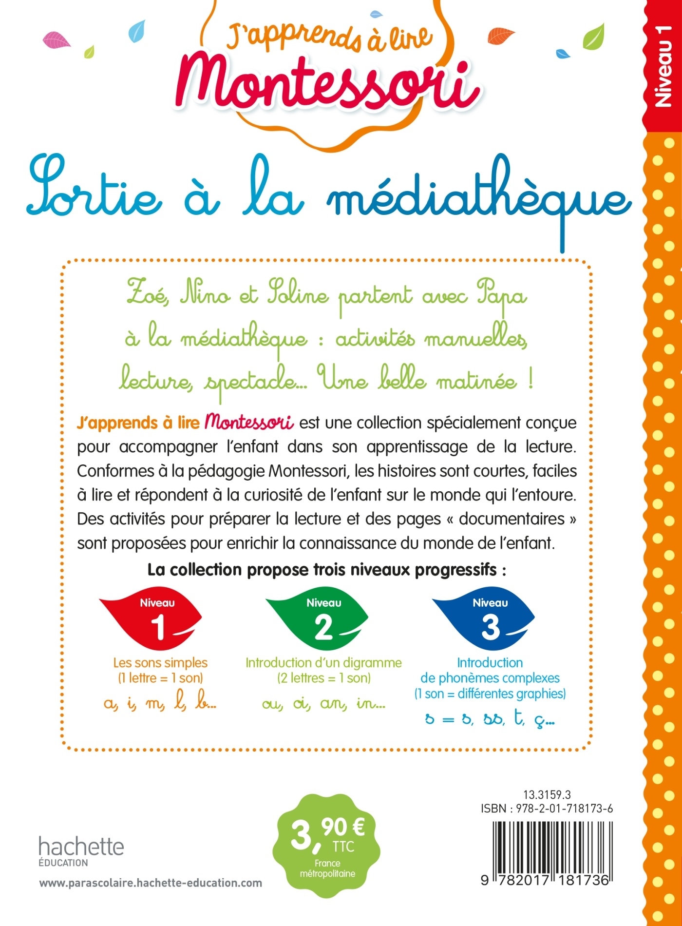 Sortie à la médiathèque, niveau 1 - J'apprends à lire Montessori - Gwenaëlle Doumont - HACHETTE EDUC