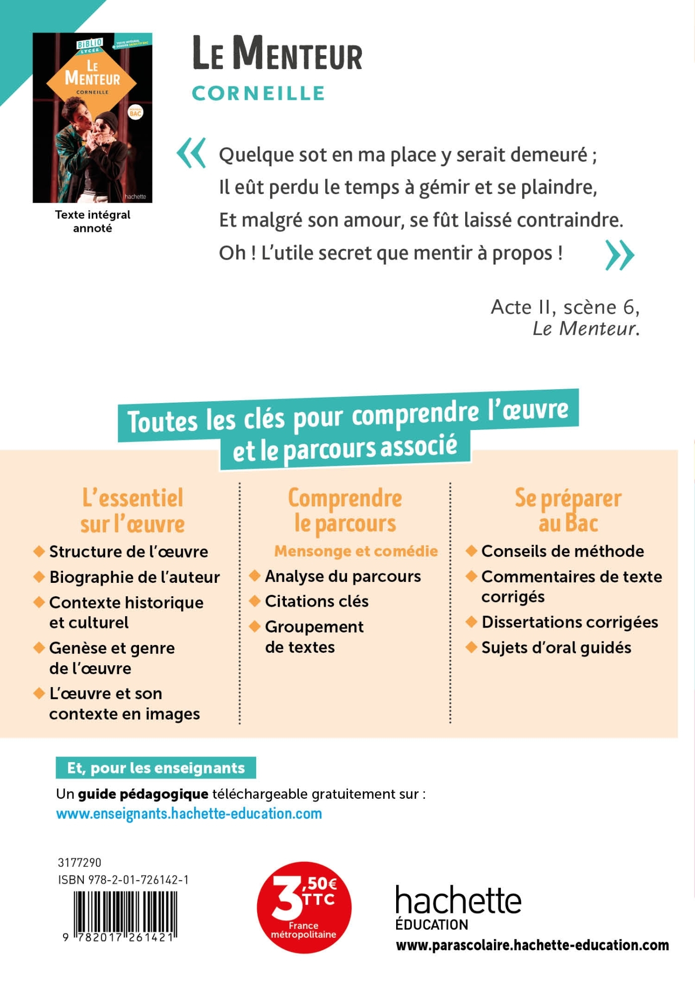 BiblioLycée - Le menteur, Corneille - BAC 2025 -  Corneille - HACHETTE EDUC