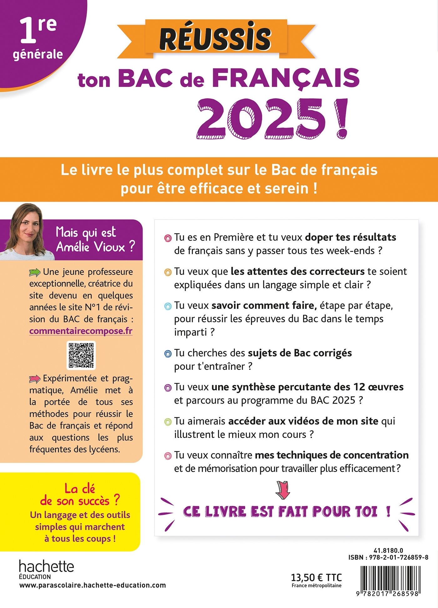 Réussis ton Bac de français 2025 avec Amélie Vioux 1re générale - Amélie Vioux - HACHETTE EDUC