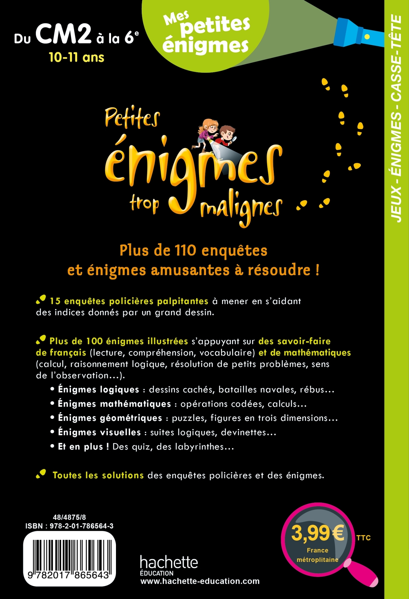 Petites énigmes trop malignes - Du CM2 à la 6e - Cahier de vacances 2021 - Eric Berger - HACHETTE EDUC