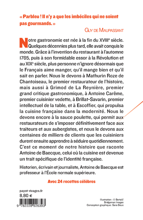 La France gastronome - Antoine De baecque - PAYOT