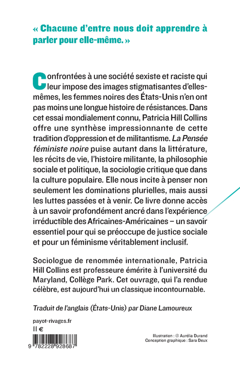La pensée féministe noire - Patricia Hill collins - PAYOT