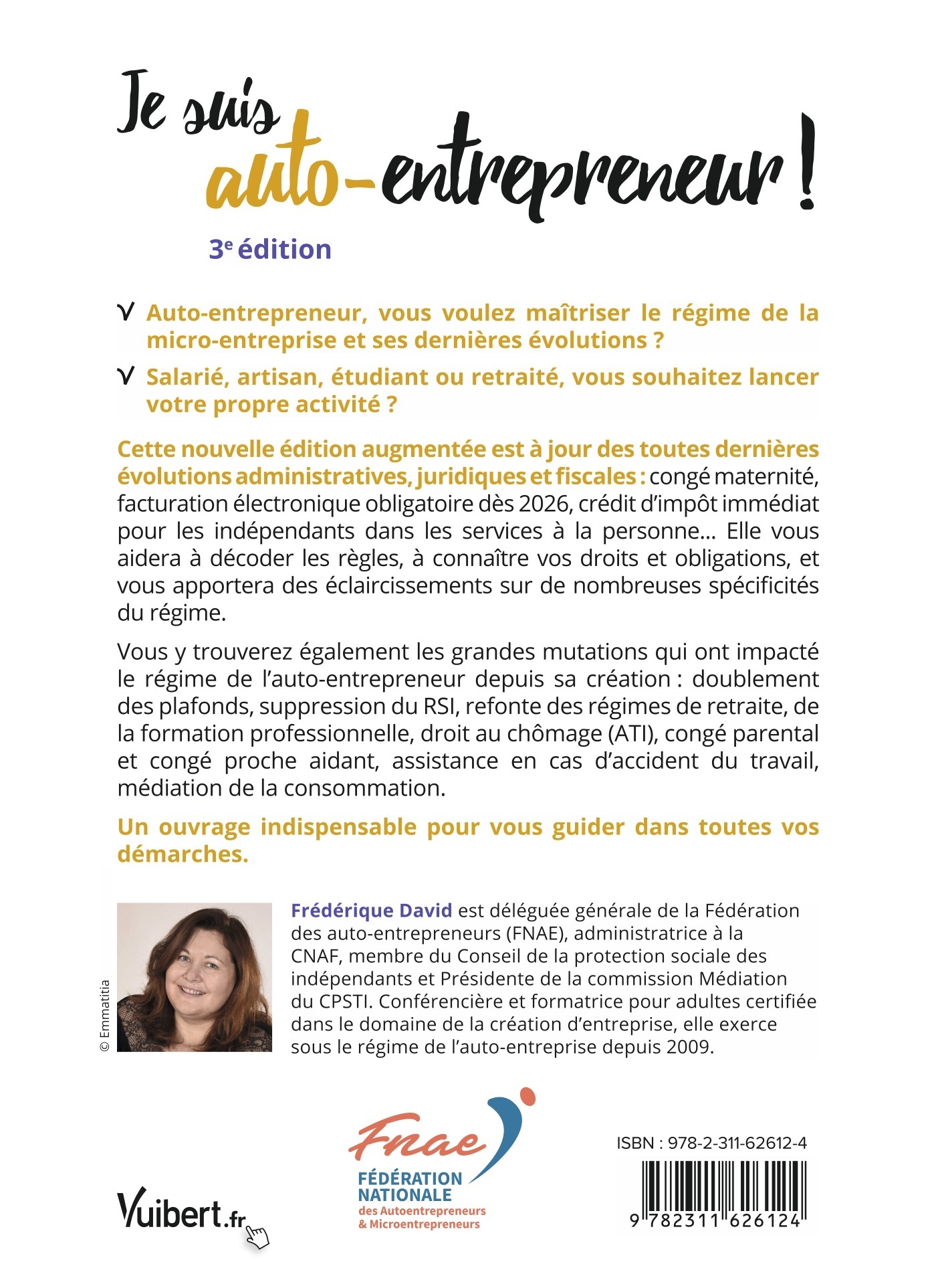 Je suis auto-entrepreneur ! - Frédérique David - VUIBERT