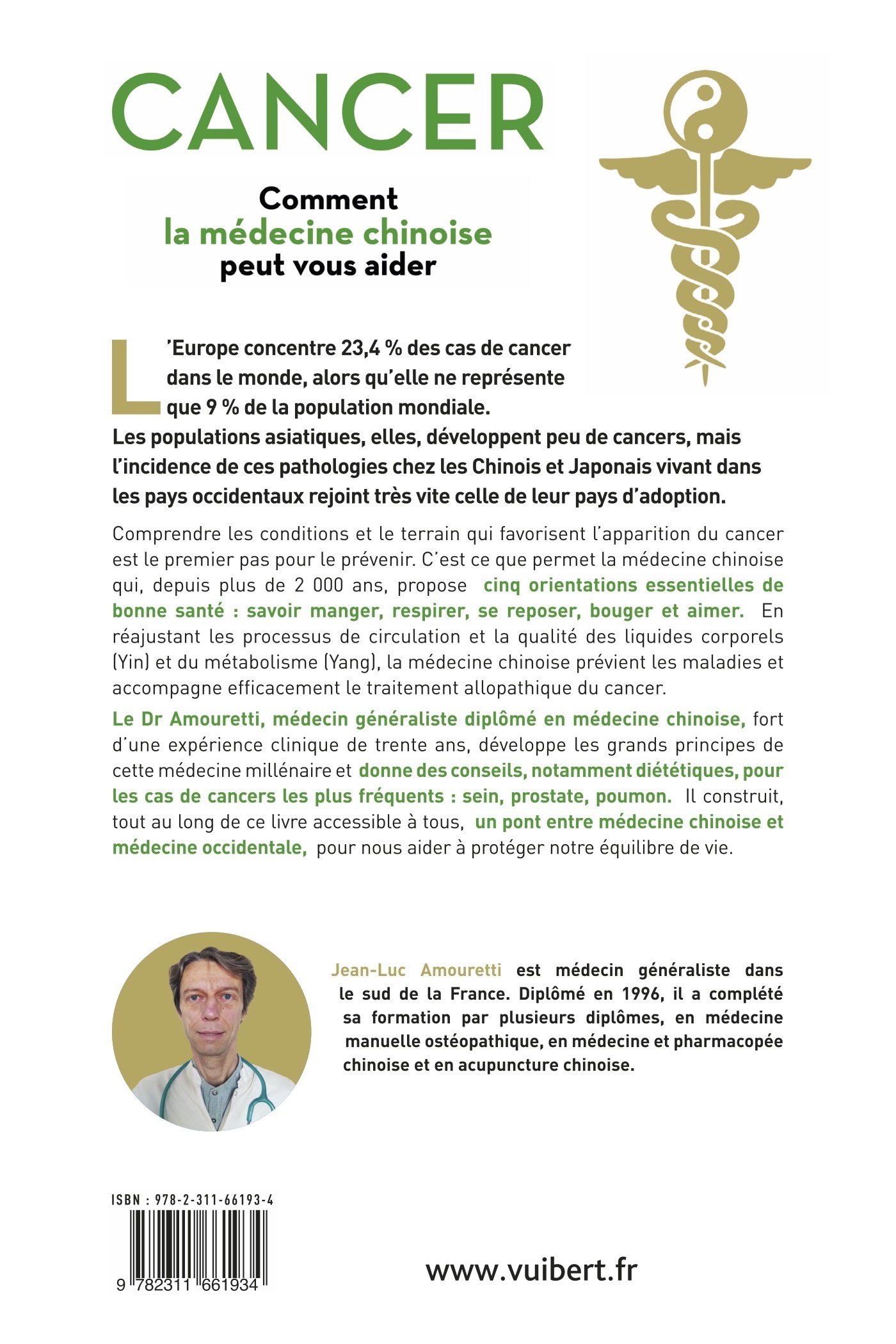 Cancer : comment la médecine chinoise peut vous aider - Jean-Luc Amouretti - VUIBERT