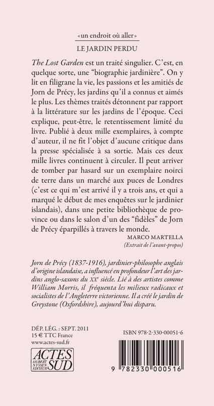 Le Jardin perdu - Jorn De précy - ACTES SUD