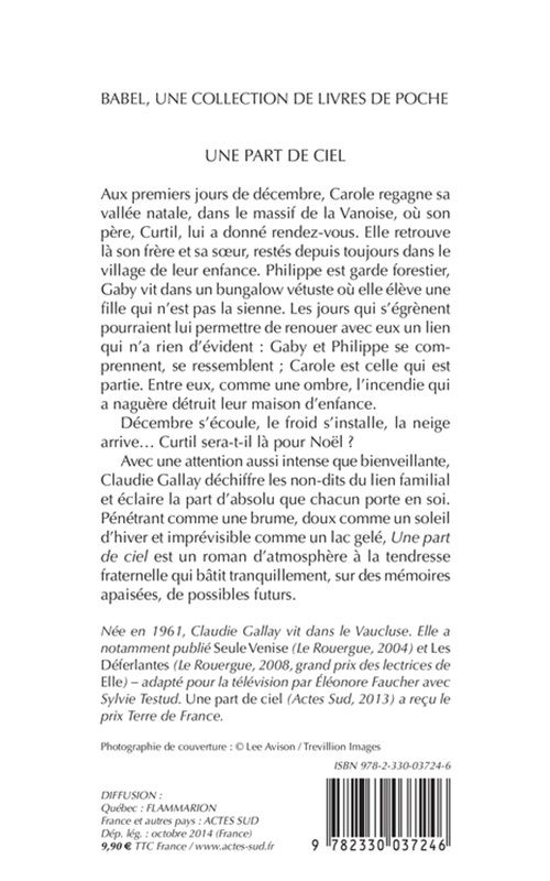 Une part de ciel - Claudie Gallay - ACTES SUD