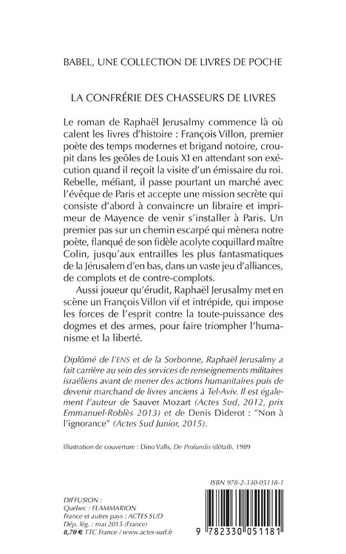 La Confrérie des chasseurs de livres - Raphaël Jerusalmy - ACTES SUD