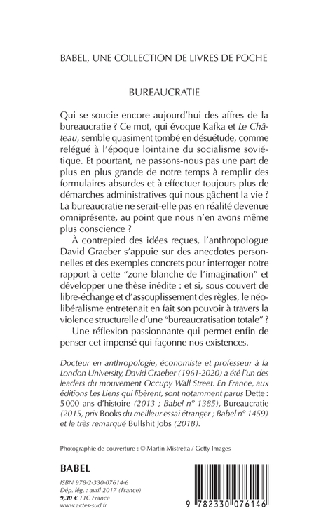 Bureaucratie - David GRAEBER - ACTES SUD