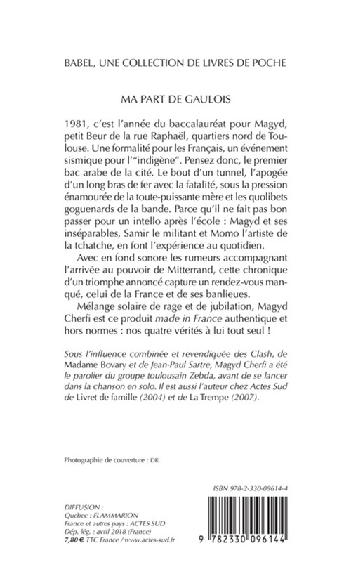 Ma part de Gaulois - Magyd Cherfi - ACTES SUD