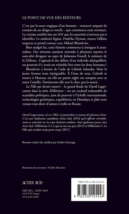 Millénium 6 - La fille qui devait mourir - David Lagercrantz - ACTES SUD