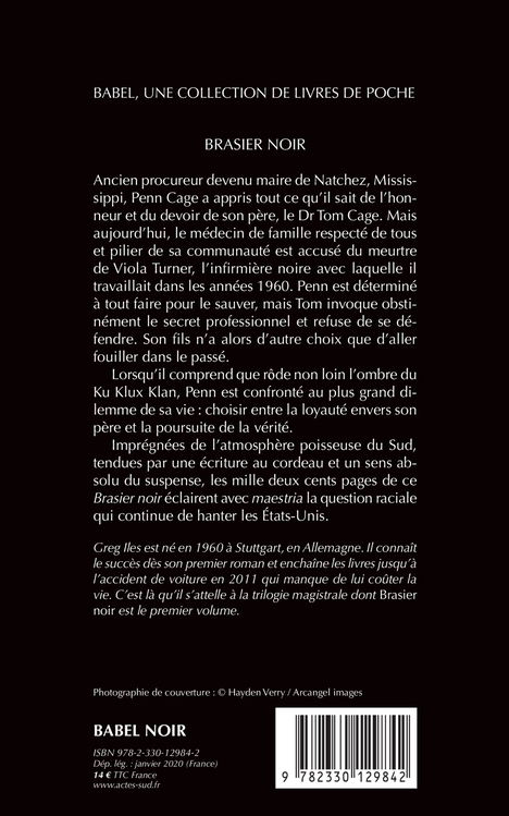 Brasier noir - Greg Iles - ACTES SUD