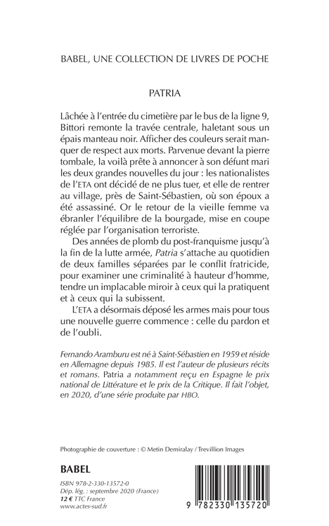 Patria - Fernando Aramburu - ACTES SUD