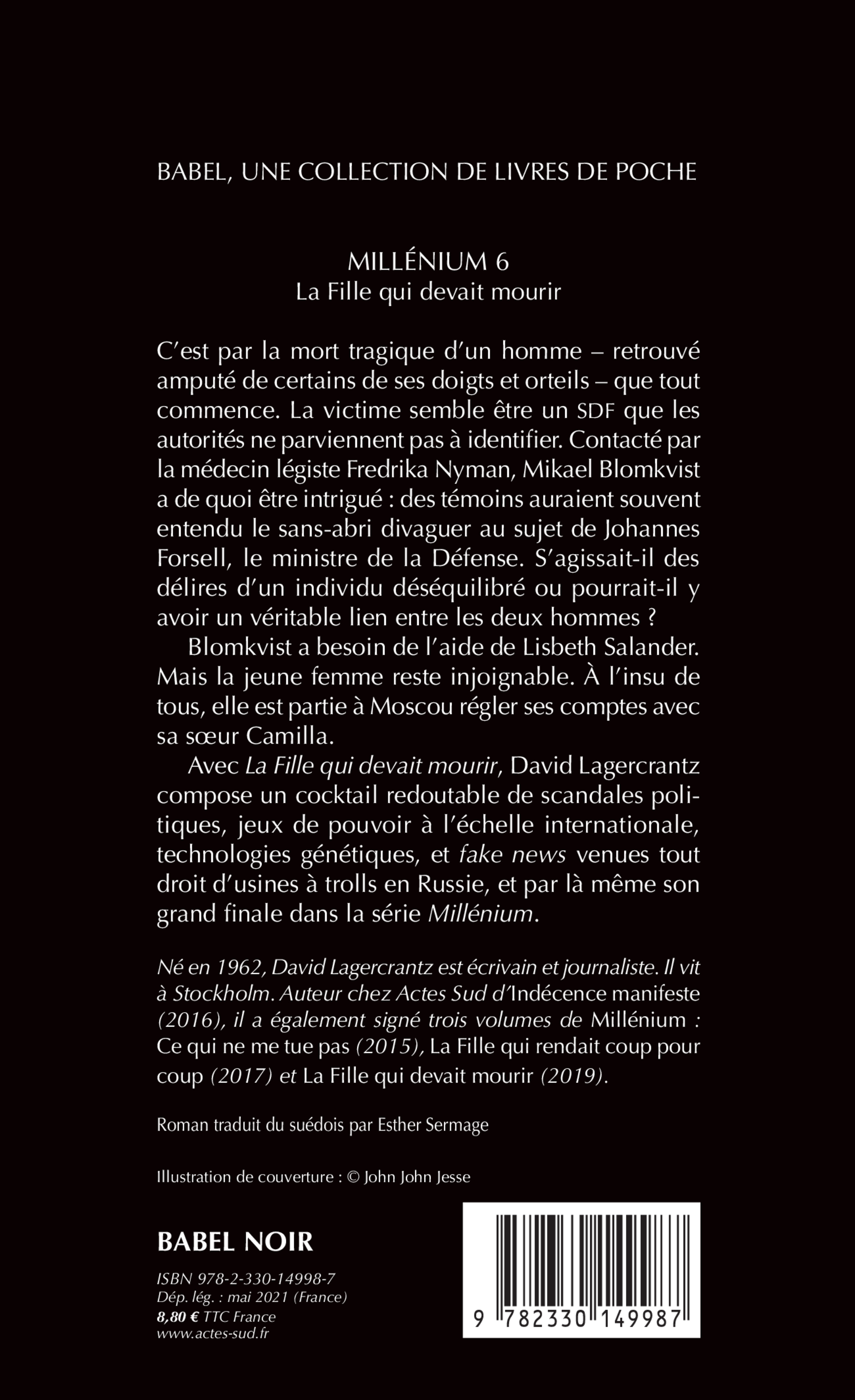 Millénium 6 - La fille qui devait mourir - David Lagercrantz - ACTES SUD