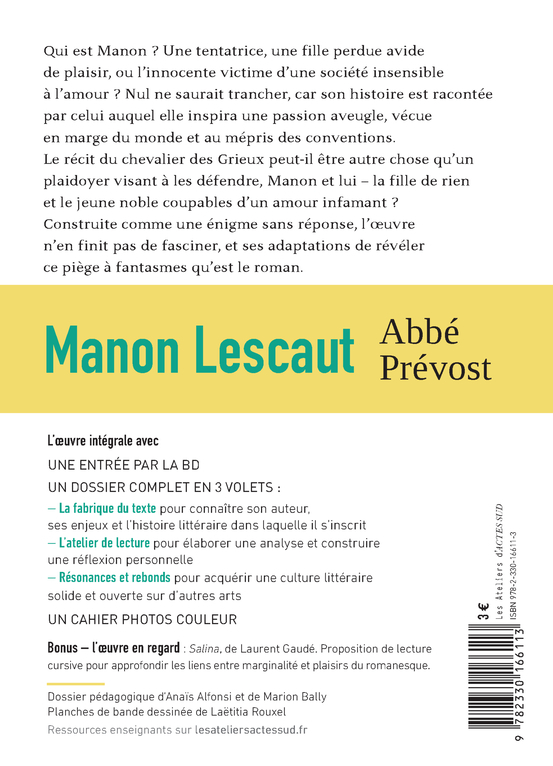 Manon Lescaut - BAC 2025 (voies générales et technologiques) - Abbé Prévost - ACTES SUD