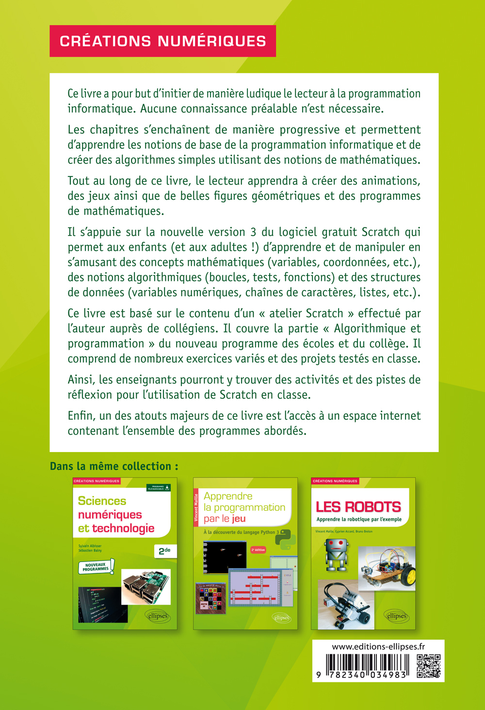 Apprendre à programmer avec Scratch 3 - Jeux et applications mathématiques - 2e édition en couleurs - Julien Jacquet - ELLIPSES