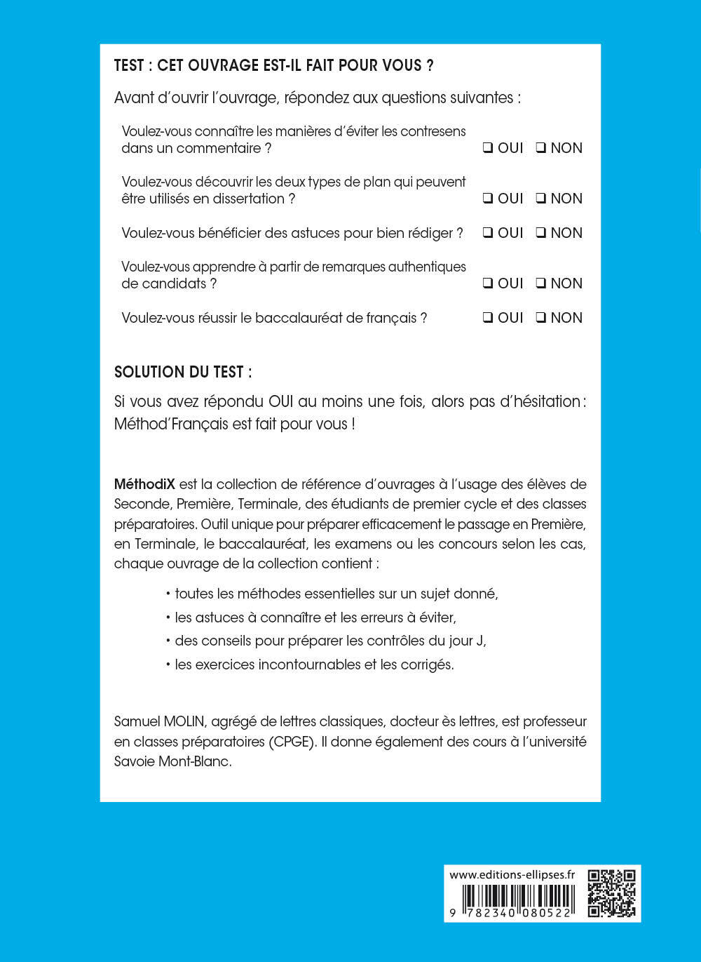 Français. Le commentaire et la dissertation. Première. - Samuel Molin - ELLIPSES