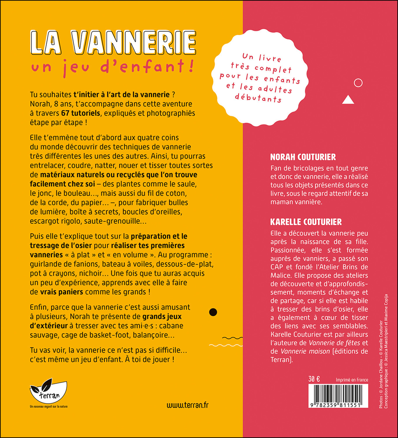 La Vannerie, un jeu d'enfant ! Plus de 60 modèles à réaliser soi-même - Karelle Couturier - DE TERRAN