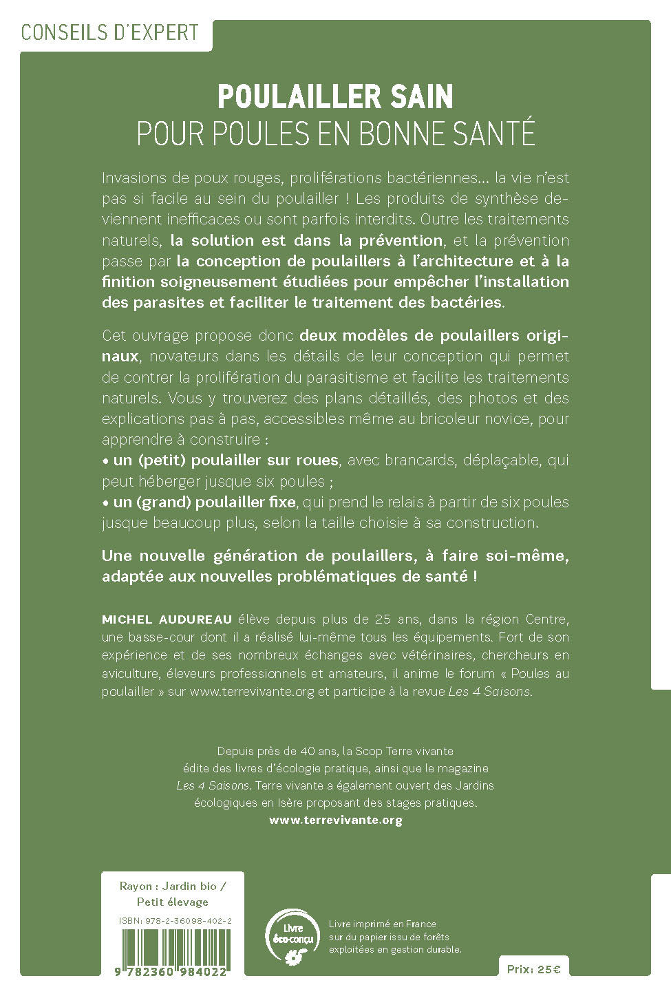 Poulailler sain pour poules en bonne santé - Michel Audureau - TERRE VIVANTE