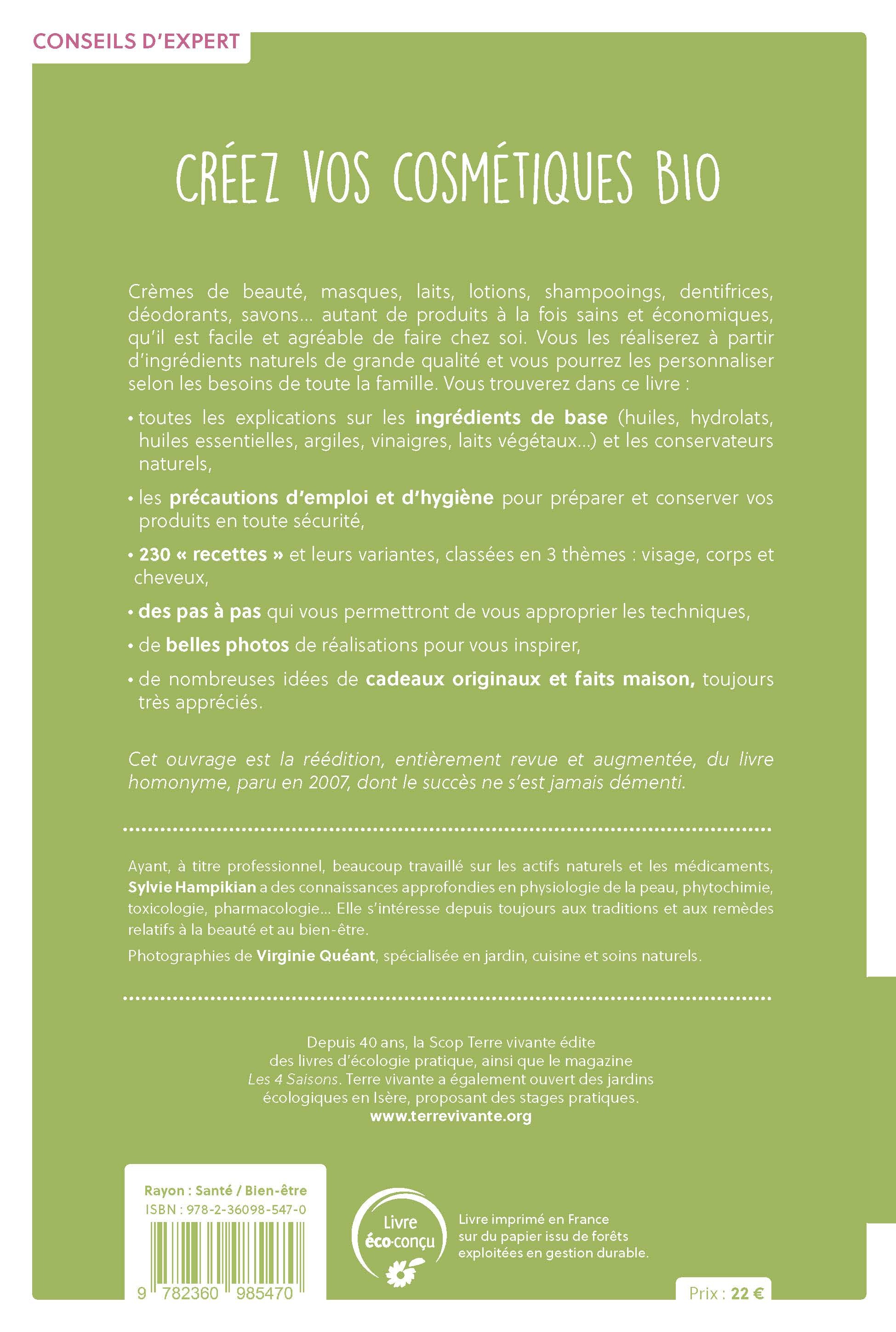 Créez vos cosmétiques bio - Sylvie Hampikian - TERRE VIVANTE