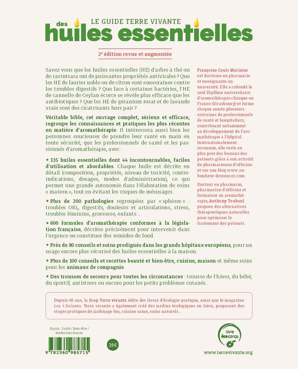 Le guide Terre vivante des huiles essentielles - Françoise Couic Marinier - TERRE VIVANTE