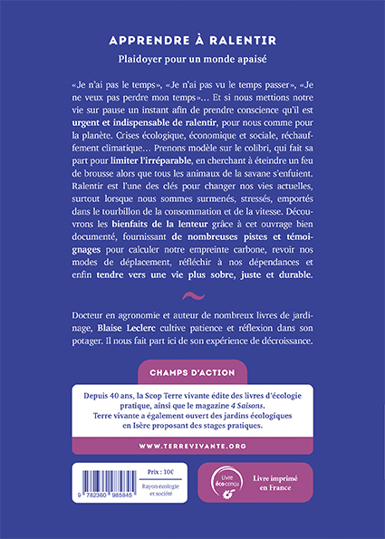 Apprendre à ralentir - Blaise Leclerc - TERRE VIVANTE