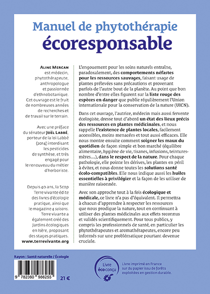 Manuel de phytothérapie écoresponsable  - Aline Mercan - TERRE VIVANTE