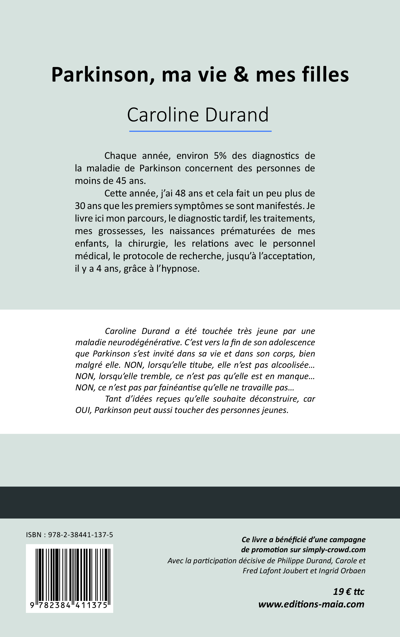 Parkinson, ma vie & mes filles - Caroline Durand - MAIA