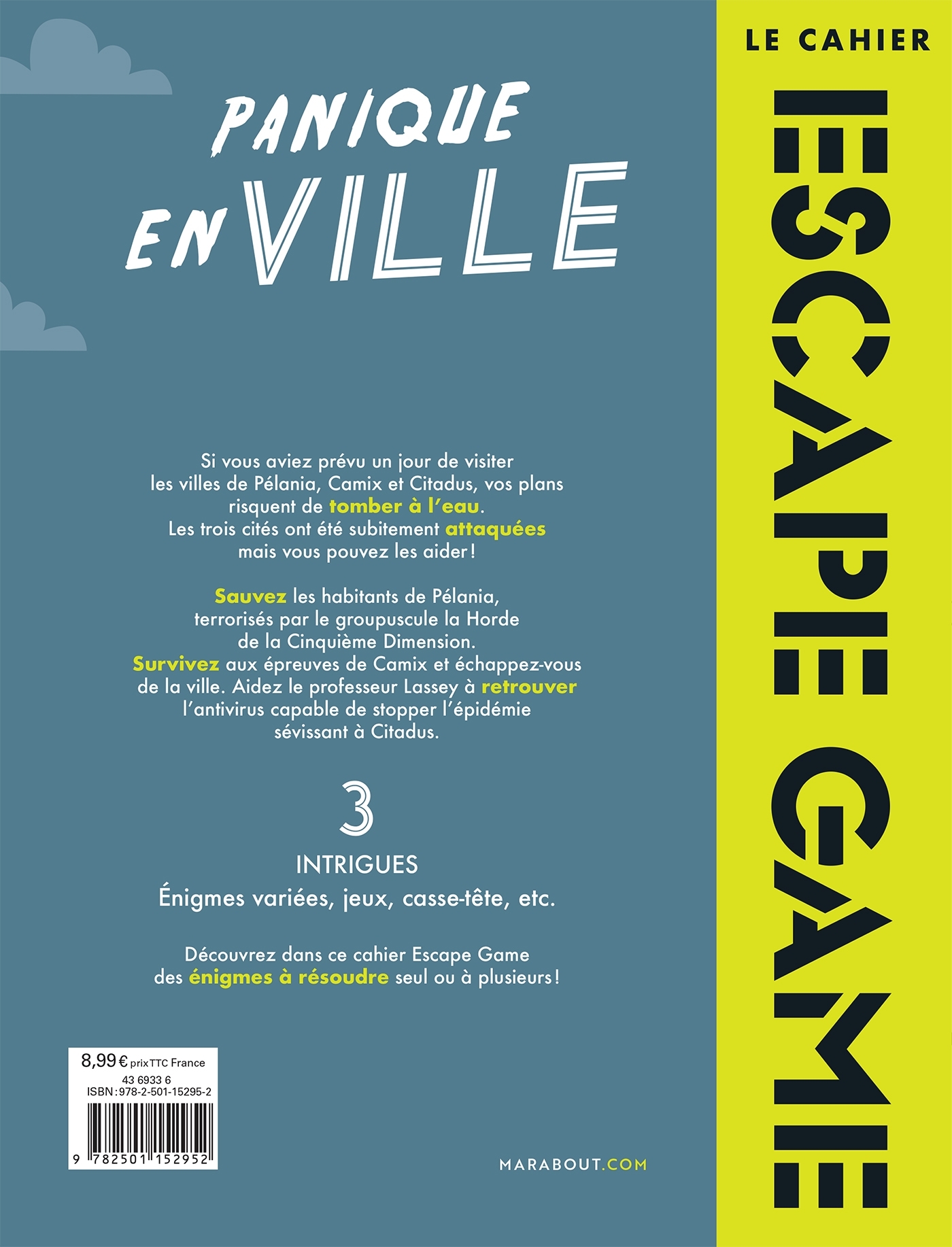 Le cahier Escape Game : Panique dans ville - Christelle Boisse - MARABOUT