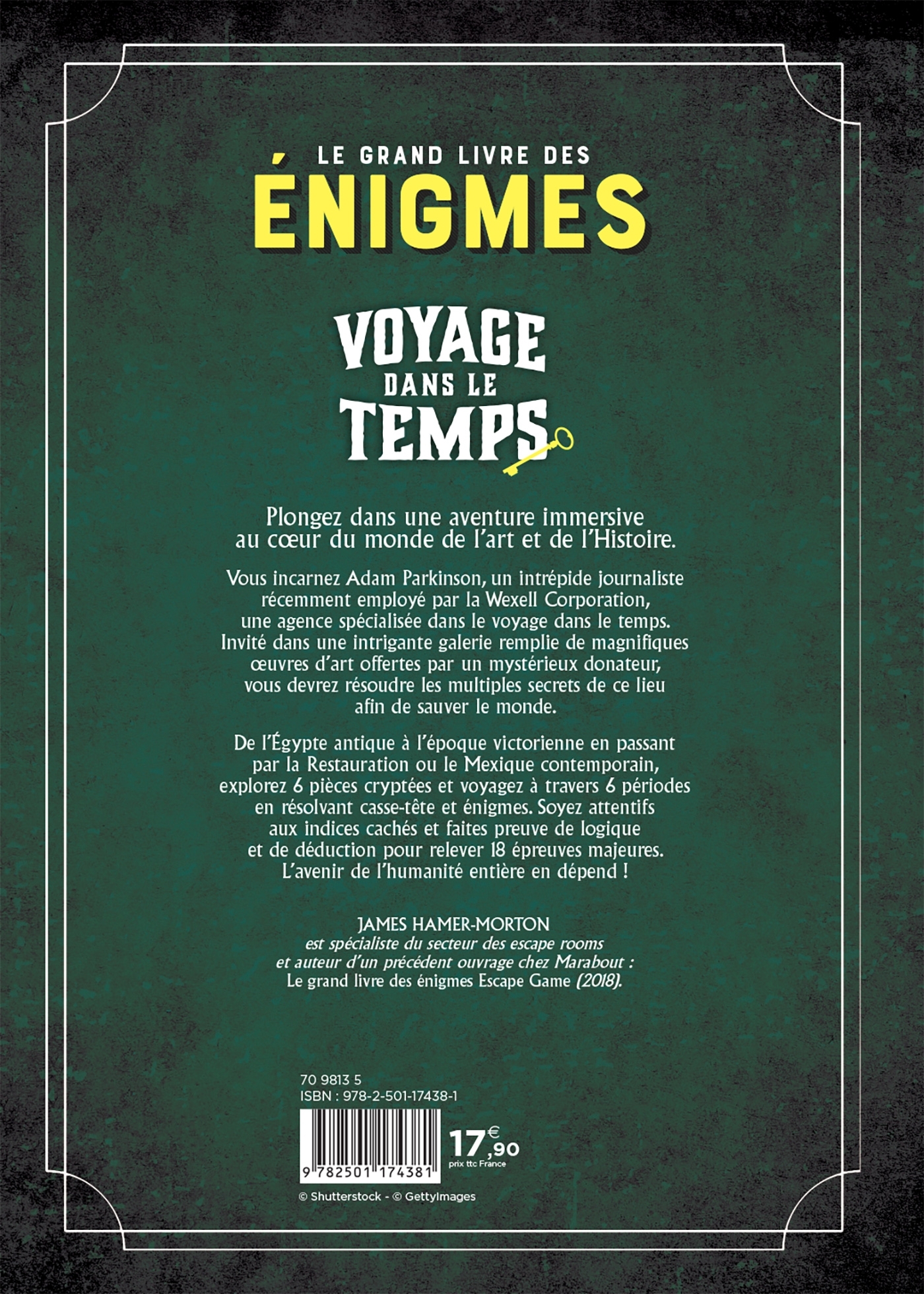 Le grand livre Escape Game - Voyage dans le temps - James Hamer-Morton - MARABOUT