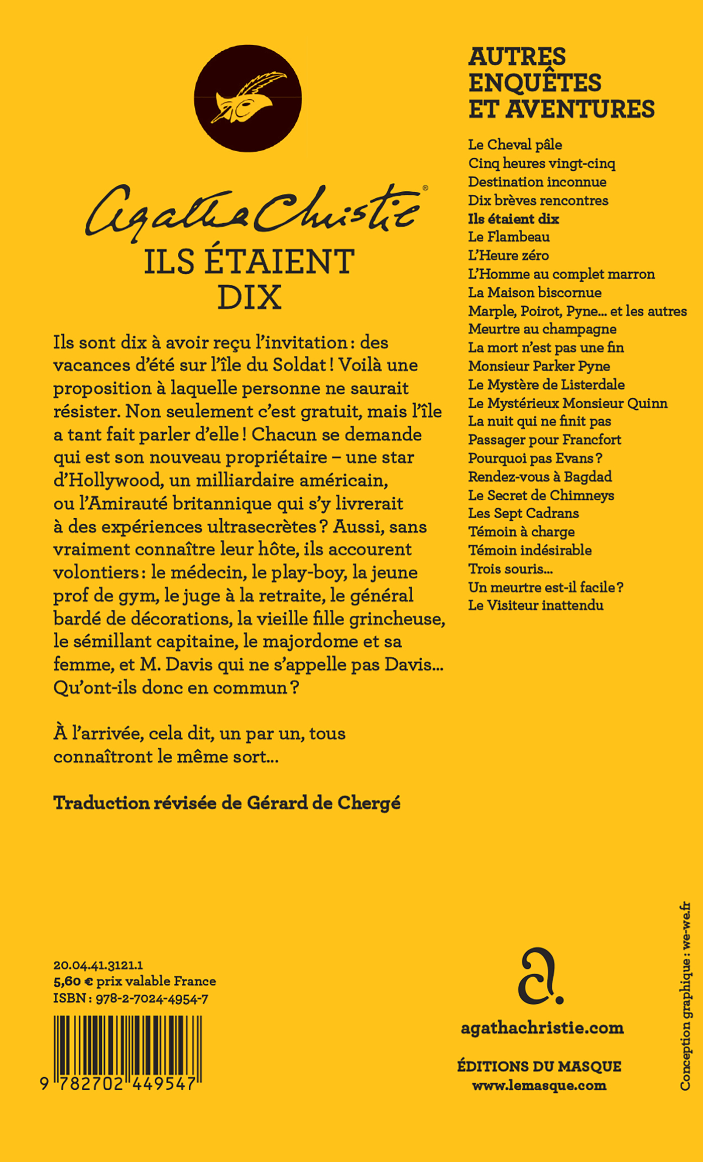 Ils étaient dix - Agatha Christie - ED DU MASQUE