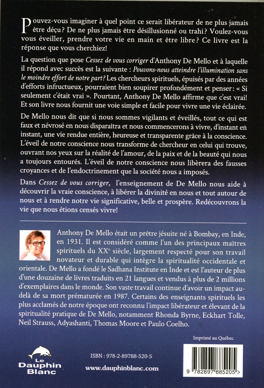 Cessez de vous corriger - Réveillez-vous ! - Tout va bien ! - Anthony de Mello - DAUPHIN BLANC
