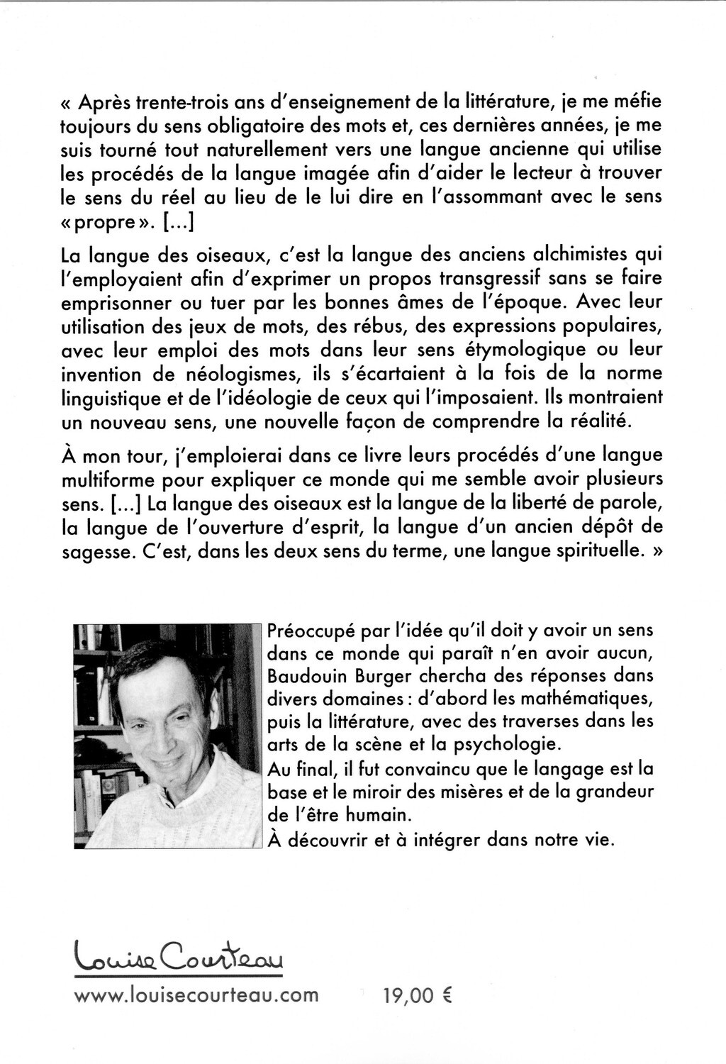 La langue des oiseaux - A la recherche du sens perdu des mots - Baudouin Burger - COURTEAU L
